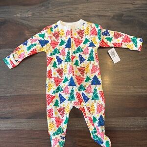 NWT Old Navy Rainbow One Piece Footie with Christmas Tree Print